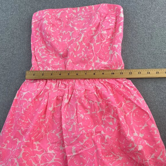 Lilly Pulitzer Dress Womens Extra Small Pink White Strapless Floral Summer Party - Picture 3 of 12